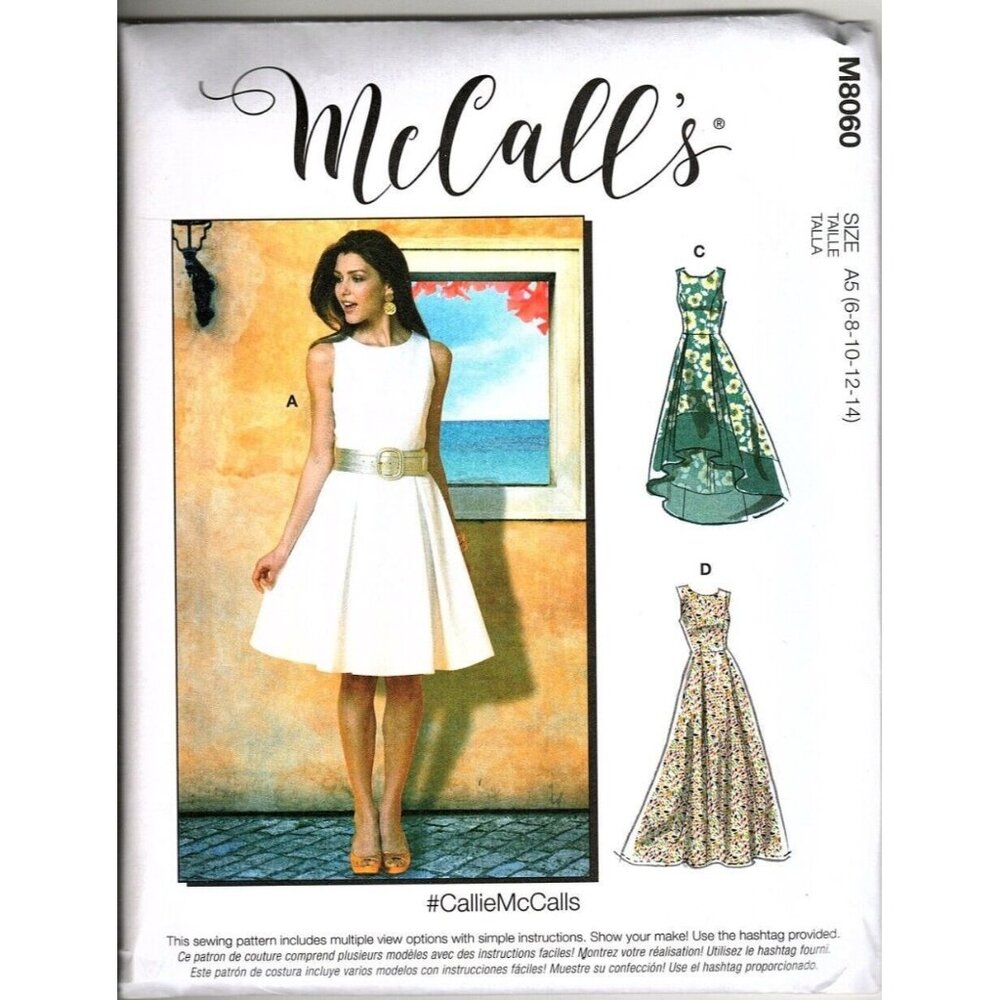 McCalls M8060 Misses 6 to 14 Pullover Dress Uncut Sewing Pattern New
